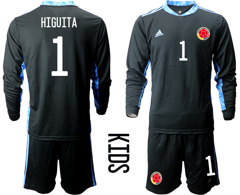 Youth 2020-2021 Season National team Colombia goalkeeper Long sleeve black #1 Soccer Jersey1